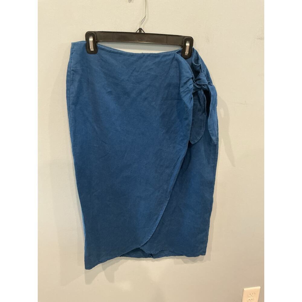 Boden Womens Linen Skirt Size 8 Blue Beach Preppy Coastal Lagenlook Vacay Tie